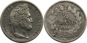 Europäische Münzen und Medaillen, Frankreich / France. Louis Philippe I. (1830-1848). 1/4 Franc 1844 W. Silber. 1,25 g. KM 740.13. Sehr schön+