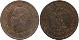 Europäische Münzen und Medaillen, Frankreich / France. Napoleon III. (1852-1870). 1 Centime 1853 W. Bronze. KM 775.7. Vorzüglich+