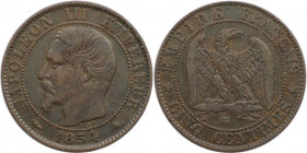 Europäische Münzen und Medaillen, Frankreich / France. Napoleon III. (1852-1870). 5 Centimes 1854 BB. Bronze. KM 777.3. Fast Vorzüglich