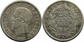 Europäische Münzen und Medaillen, Frankreich / France. Napoleon III. (1852-1870). 20 Centimes 1857 A. Silber. KM 778.1. Schön+