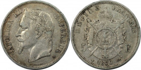Europäische Münzen und Medaillen, Frankreich / France. Napoleon III. 5 Francs 1870 A. Silber. KM 799.1. Sehr schön