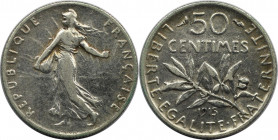 Europäische Münzen und Medaillen, Frankreich / France. Dritte Republik (1870-1940). 50 Centimes 1915. Silber. KM 854. Fast Vorzüglich