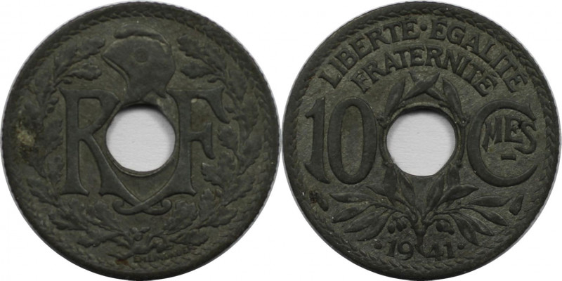 Europäische Münzen und Medaillen, Frankreich / France. 10 Centimes 1941. Zink. K...