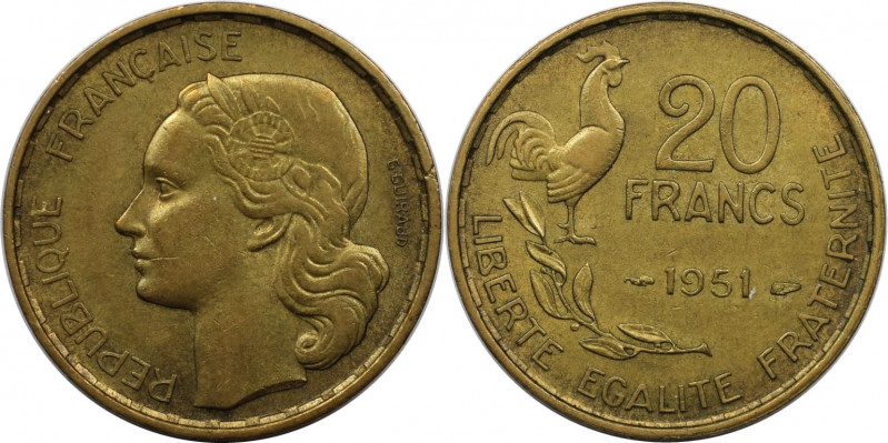 Europäische Münzen und Medaillen, Frankreich / France. 20 Francs 1951. Aluminium...