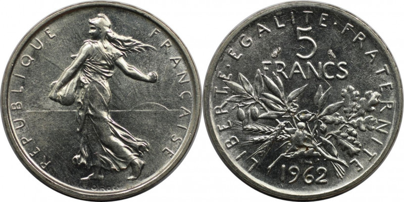 Europäische Münzen und Medaillen, Frankreich / France. 5 Francs 1962. 12,0 g. 0....