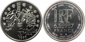 Europäische Münzen und Medaillen, Frankreich / France. Europäische Atr Styles - Europa. 6.55957 Francs 1999. 30 mm. 22,20 g. 0.900 Silber. 0.64 OZ. KM...