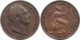Europäische Münzen und Medaillen, Großbritannien / Vereinigtes Königreich / UK / United Kingdom. William IV. (1830-1837). Farthing 1836. Kupfer. KM 70...