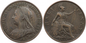 Europäische Münzen und Medaillen, Großbritannien / Vereinigtes Königreich / UK / United Kingdom. Victoria (1837-1901). 1/2 Penny 1895. Bronze. KM 789....