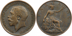 Europäische Münzen und Medaillen, Großbritannien / Vereinigtes Königreich / UK / United Kingdom. George V. (1910-1936). Farthing 1914. Bronze. KM 808....