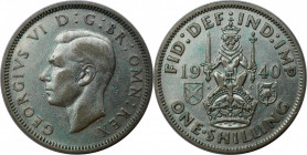 Europäische Münzen und Medaillen, Großbritannien / Vereinigtes Königreich / UK / United Kingdom. George VI. (1936-1952). 1 Shilling 1940, Silber. KM 8...