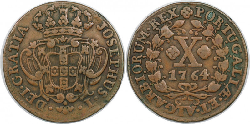 Europäische Münzen und Medaillen, Portugal. Joseph I. 10 Reis 1764. Kupfer. KM 2...