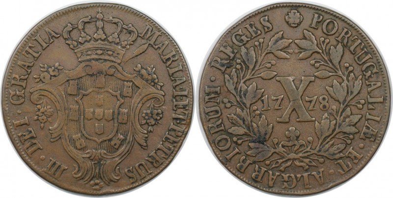 Europäische Münzen und Medaillen, Portugal. Maria I. & Pedro III. 10 Reis 1778. ...