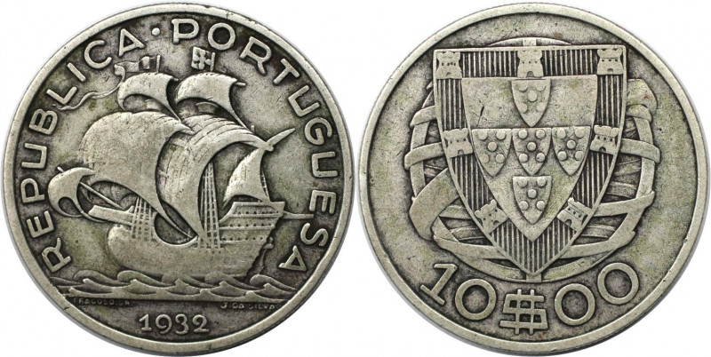 Europäische Münzen und Medaillen, Portugal. 10 Escudos 1932, Silber. KM 582. Seh...