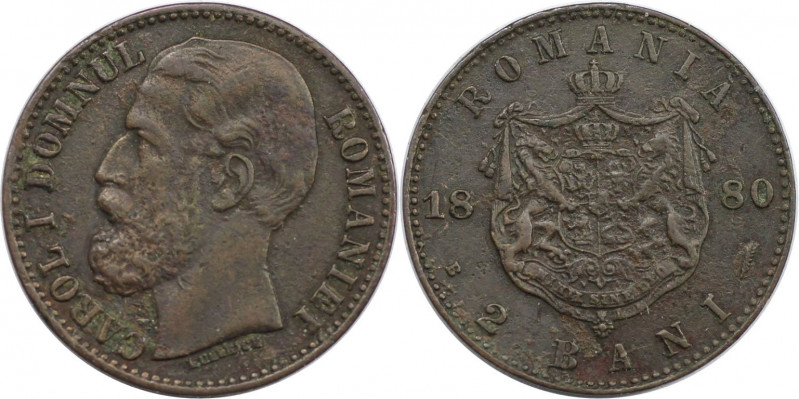 Europäische Münzen und Medaillen, Rumänien / Romania. Karl I. 2 Bani 1880. Kupfe...