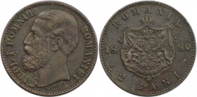 Europäische Münzen und Medaillen, Rumänien / Romania. Karl I. 2 Bani 1880. Kupfer. KM 11.1. Sehr schön+