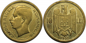 Europäische Münzen und Medaillen, Rumänien / Romania. Karl II. 10 Lei 1930. Nickel-Messing. KM 49. Fast Vorzüglich