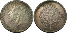 Europäische Münzen und Medaillen, Schweden / Sweden. Gustaf V. (1908-1950). 1 Krona 1946. Silber. 6,97 g. KM 814. Sehr schön, Patina