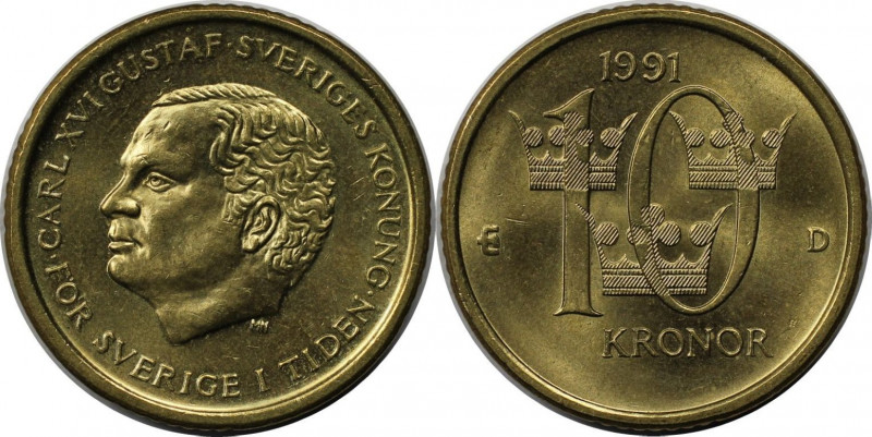 Europäische Münzen und Medaillen, Schweden / Sweden. Carl XVI. Gustaf. 10 Kronor...