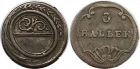 Europäische Münzen und Medaillen, Schweiz / Switzerland. Canton of Züriсh. 3 Haller ND (1827-1841). Billon. KM 180. Vorzüglich