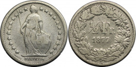 Europäische Münzen und Medaillen, Schweiz / Switzerland. Helvetia. 1/2 Franken 1877 B. Silber. KM 23. Sehr schön