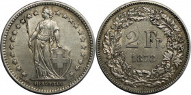 Europäische Münzen und Medaillen, Schweiz / Switzerland. Helvetia. 2 Franken 1878 B. Silber. KM 21. Vorzüglich