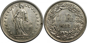 Europäische Münzen und Medaillen, Schweiz / Switzerland. Helvetia. 1 Franken 1913 B. Silber. KM 24. Vorzüglich+