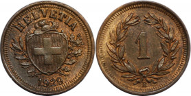 Europäische Münzen und Medaillen, Schweiz / Switzerland. Helvetia. 1 Rappen 1929 B, Bern. Bronze. KM 3.2. Fast Stempelglanz