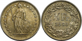 Europäische Münzen und Medaillen, Schweiz / Switzerland. Helvetia. 1/2 Franken 1950 B. Silber. KM 23. Vorzüglich