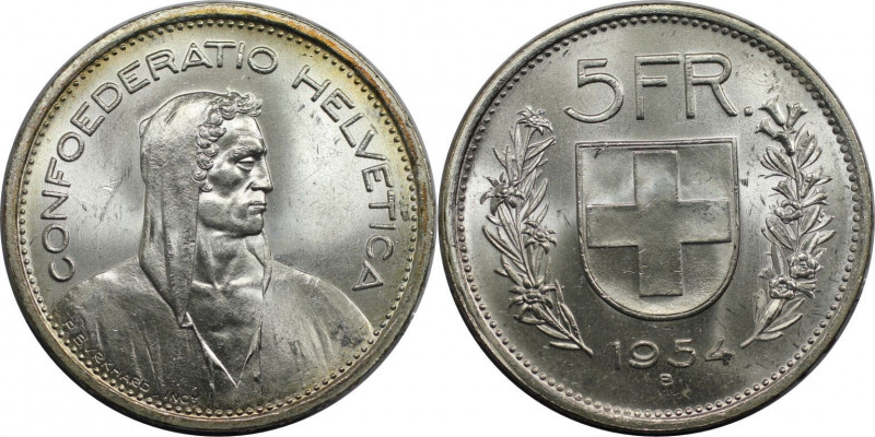 Europäische Münzen und Medaillen, Schweiz / Switzerland. 5 Franken 1954 B. 15,0 ...