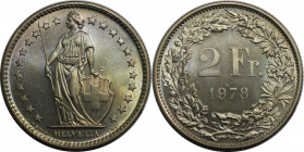Europäische Münzen und Medaillen, Schweiz / Switzerland. Helvetia. 2 Franken 1978. Kupfer-Nickel. KM 21a.1. Stempelglanz