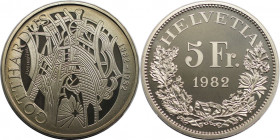 Europäische Münzen und Medaillen, Schweiz / Switzerland. 100 Jahre Gotthardbahn. 5 Franken 1982. Kupfer-Nickel. KM 61. Polierte Platte