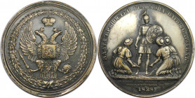 Russische Münzen und Medaillen, Nikolaus I. (1826-1855). Silberne Suitenmedaille 1839, wie gegossen, von A. Klepikov. Auf den Russisch-Türkischen Krie...