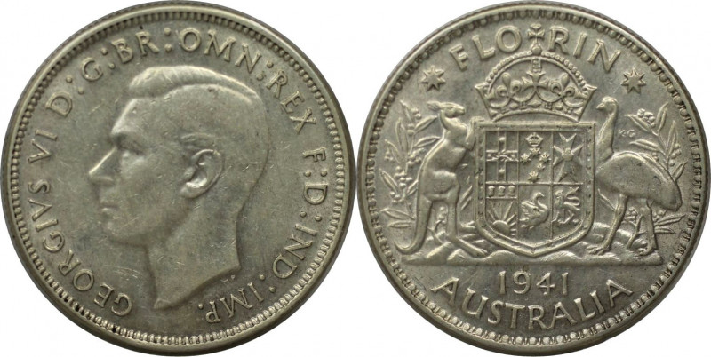 Weltmünzen und Medaillen, Australien / Australia. George VI. 1 Florin 1941. Silb...