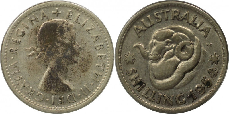 Weltmünzen und Medaillen, Australien / Australia. Elizabeth II. 1 Shilling 1954....