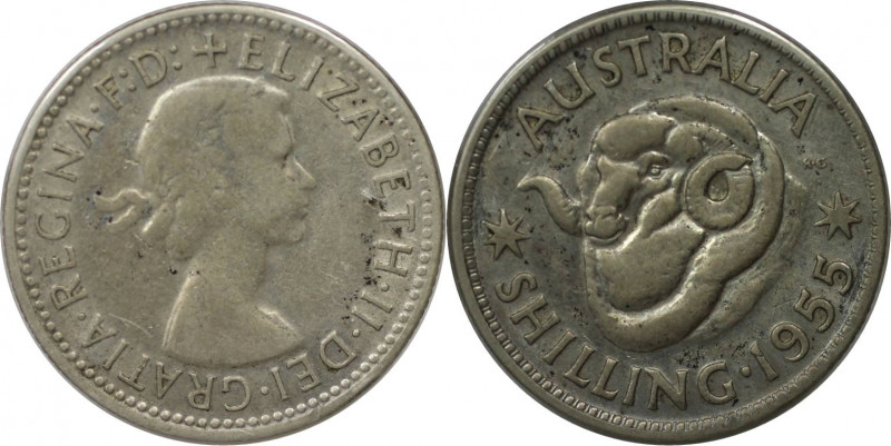 Weltmünzen und Medaillen, Australien / Australia. Elizabeth II. 1 Shilling 1955....