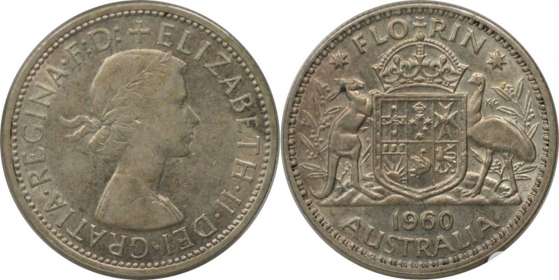 Weltmünzen und Medaillen, Australien / Australia. Elizabeth II. 1 Florin 1960. S...