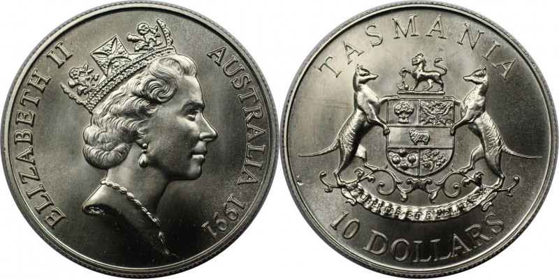 Weltmünzen und Medaillen, Australien / Australia. "Tasmania". 10 Dollars 1991. 2...