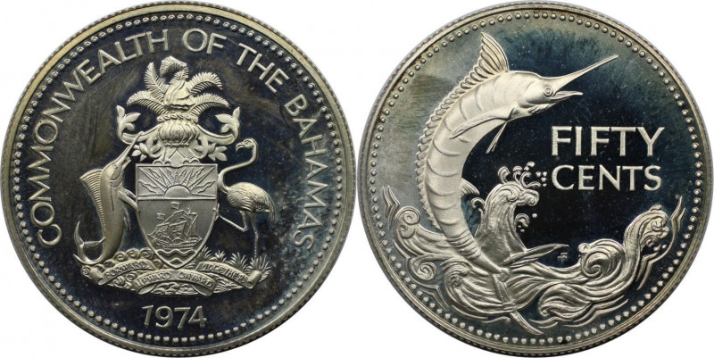 Weltmünzen und Medaillen, Bahamas. Elizabeth II. 50 Cents 1974. 10,37 g. 0.800 S...