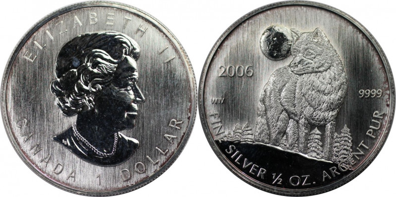 Weltmünzen und Medaillen, Kanada / Canada. Wolf. 1 Dollar 2006. 15,55 g. 0.999 S...