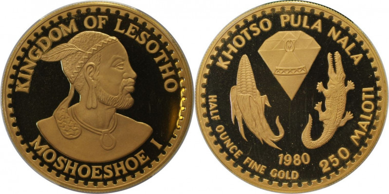 Weltmünzen und Medaillen, Lesotho. Moshoeshoe II. 250 Maloti 1980. 110. Jahresta...