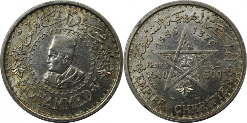 Weltmünzen und Medaillen, Marokko / Morocco. Mohammed V. 500 Francs 1956 (AH1376...