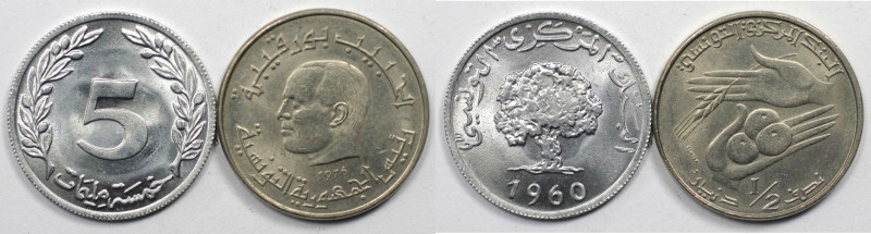 Weltmünzen und Medaillen, Tunesien / Tunisia, Lots und Sammlungen. 5 Millim 1960...