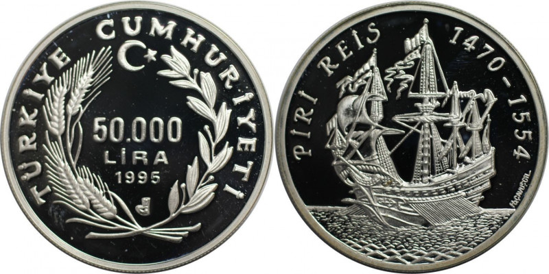 Weltmünzen und Medaillen, Türkei / Turkey. Segelschiff "Piri Reis". 50000 Lira 1...