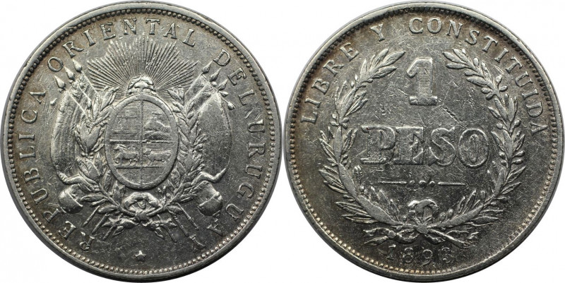 Weltmünzen und Medaillen, Uruguay. Republik, seit 1830. 1 Peso 1893. Silber. KM ...