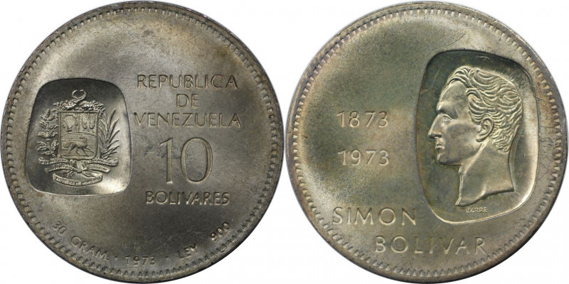 Weltmünzen und Medaillen, Venezuela. Simon Bolivar. 10 Bolivares 1973. 30,0 g. 0...