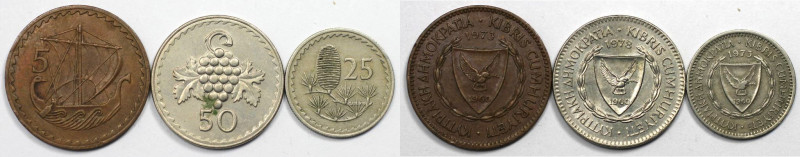 Weltmünzen und Medaillen, Zypern / Cyprus, Lots und Sammlungen. 5 Mils 1973, 25 ...