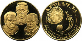 Medaillen und Jetons, Gedenkmedaillen. VEREINIGTE STAATEN VON AMERIKA. Goldmedaille ND (1971, 900 fein, unsigniert), auf Apollo 14. Büsten der Astrona...