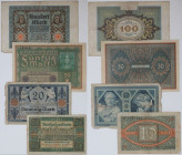 Banknoten, Deutschland / Germany. Notgeld, Berlin, Reichsbanknote. 10, 20, 50, 100 Mark 1915-20. 4 Stück. Keller 63a, 54, 62a, 67b. III-IV
