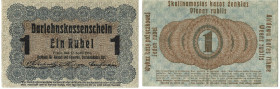 Banknoten, Deutschland / Germany. Deutsches Reich, Kaiserreich. Besatzungsausgabe Rußland. 1 Rubel 1916. Ostbank für Handel und Gewerbe, Darlehnskasse...