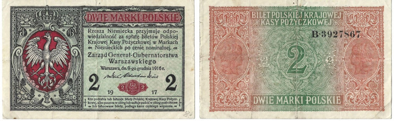 Banknoten, Deutschland / Germany. Nebengebiete Deutsches Reich, Kaiserlich. 2 Ma...